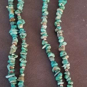 Turquoise Double-Stranded Puka Shell Necklace